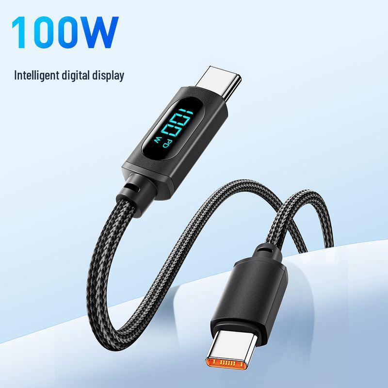 PD100W Type-C To Type-C Fast Charging Cable with Digital Display for Phones and Laptops