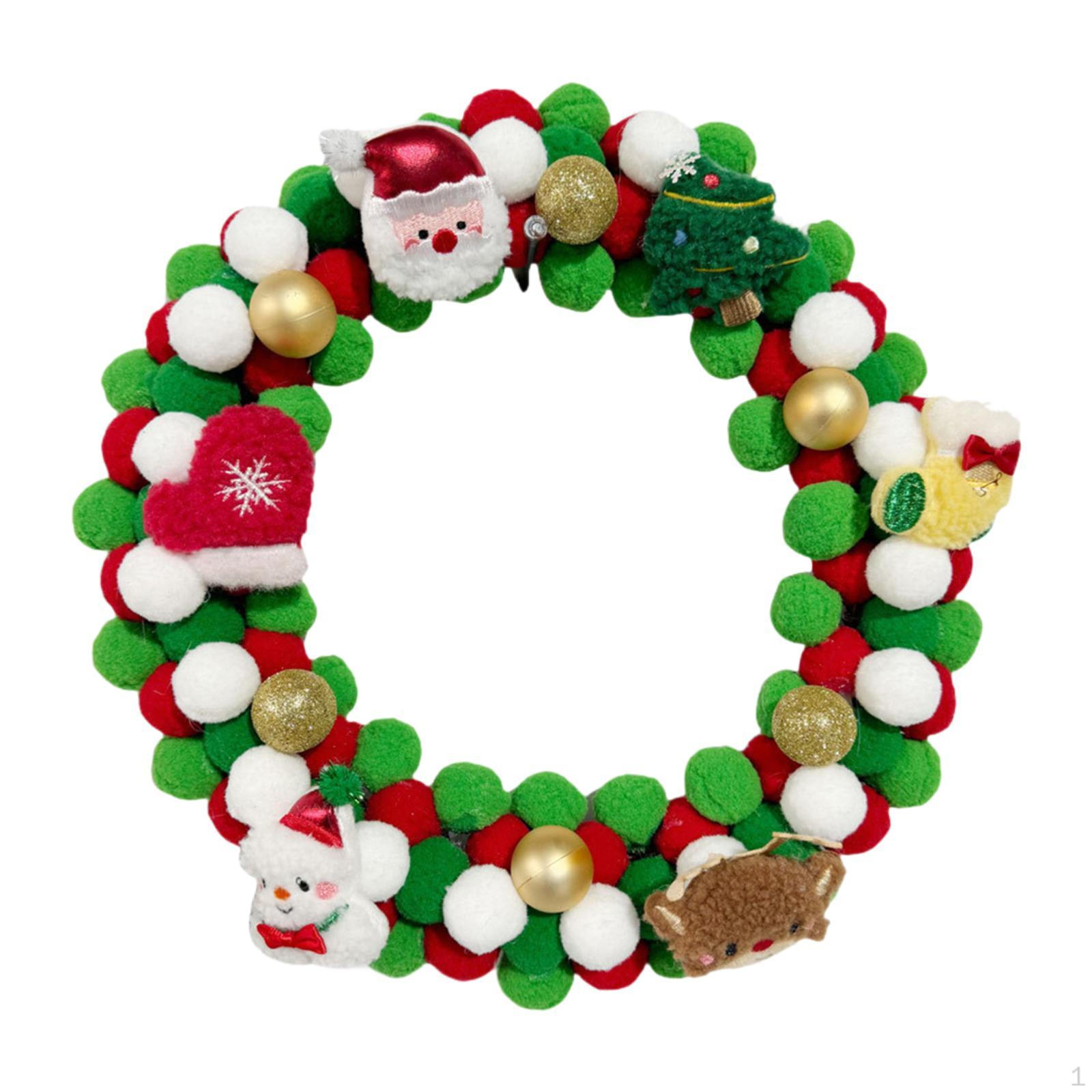 

Christmas Ball Wreath Door Artificial Winter Xmas Felt Pom for Indoor