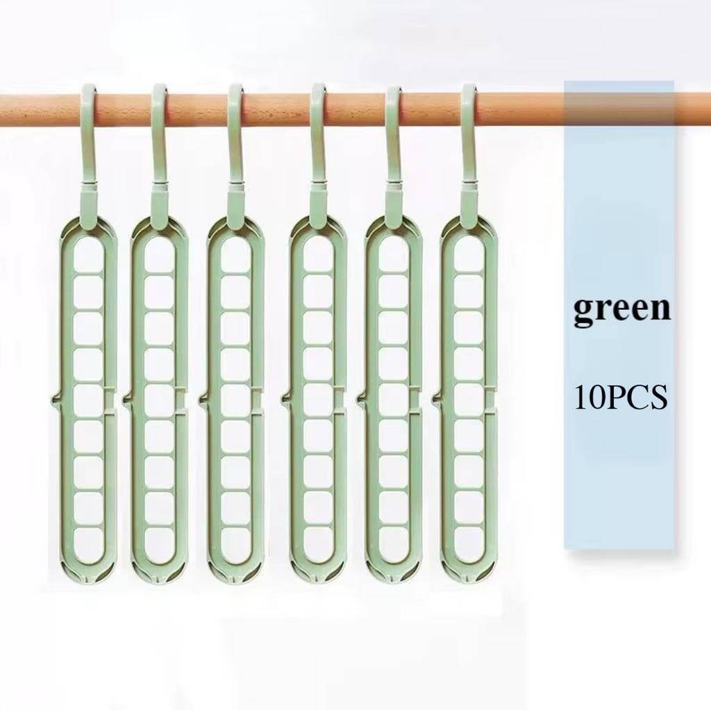 5pcs 9-hole wardrobe storage rack multifunctional foldable clothes drying rack storage clothes rack space-saving clothes hanger