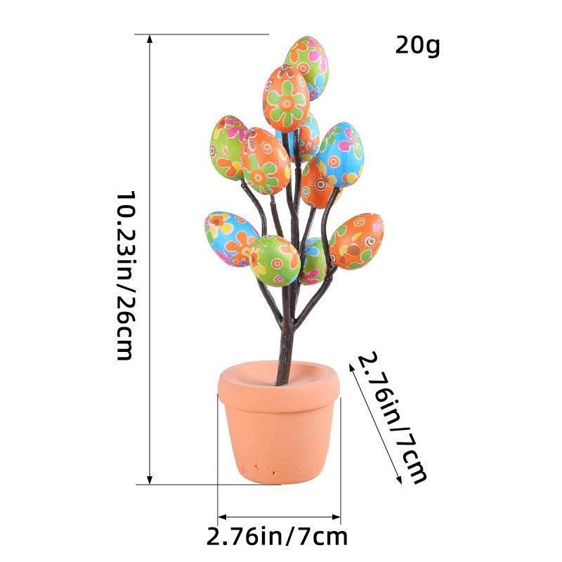 Easter Egg Tree Flowerpot Colorful Painting Foam Egg Creative Tabletop Decor Potted Plant Ornaments Home Easter Party Supplies