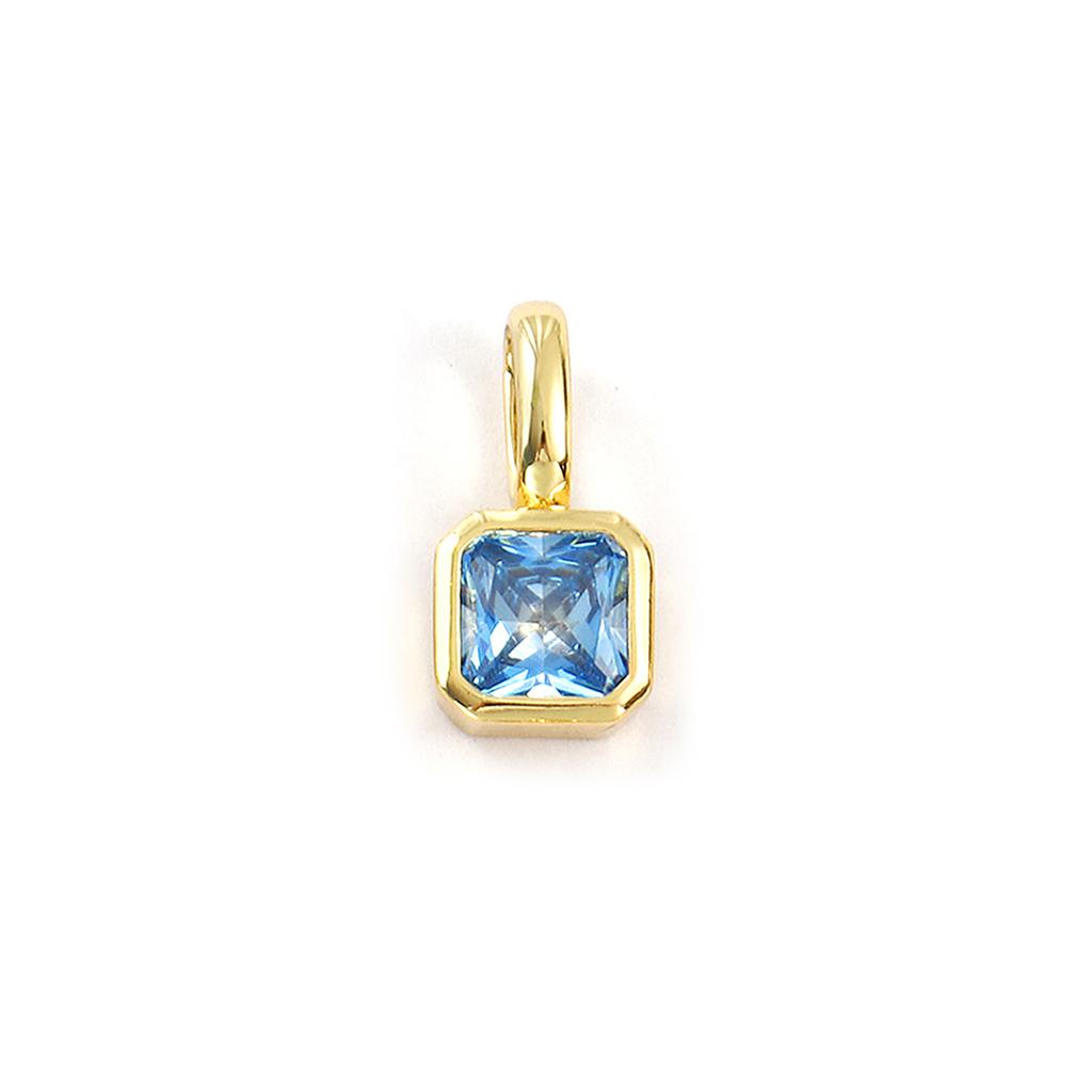 1 Piece Brass & Cubic Zirconia Birthstone Charms 18K Gold Plated Square Pendants For DIY Necklace Jewelry Making 15.5mm x 7.5mm