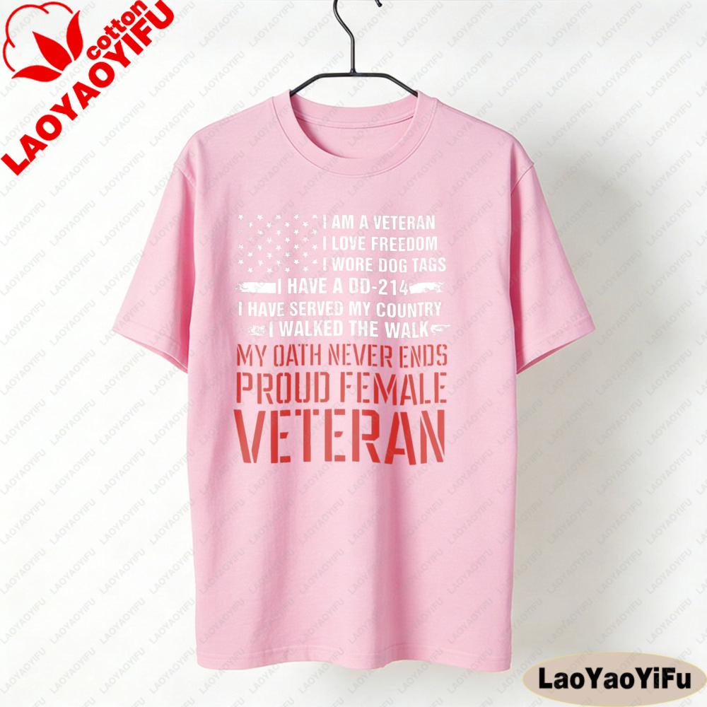 Proud FeUnisex Veteran Shirt Veteran Day Tshirt 4th of July Gift Veteran Women Tee Oversized Tees Oneck Pattern Clothes Tops