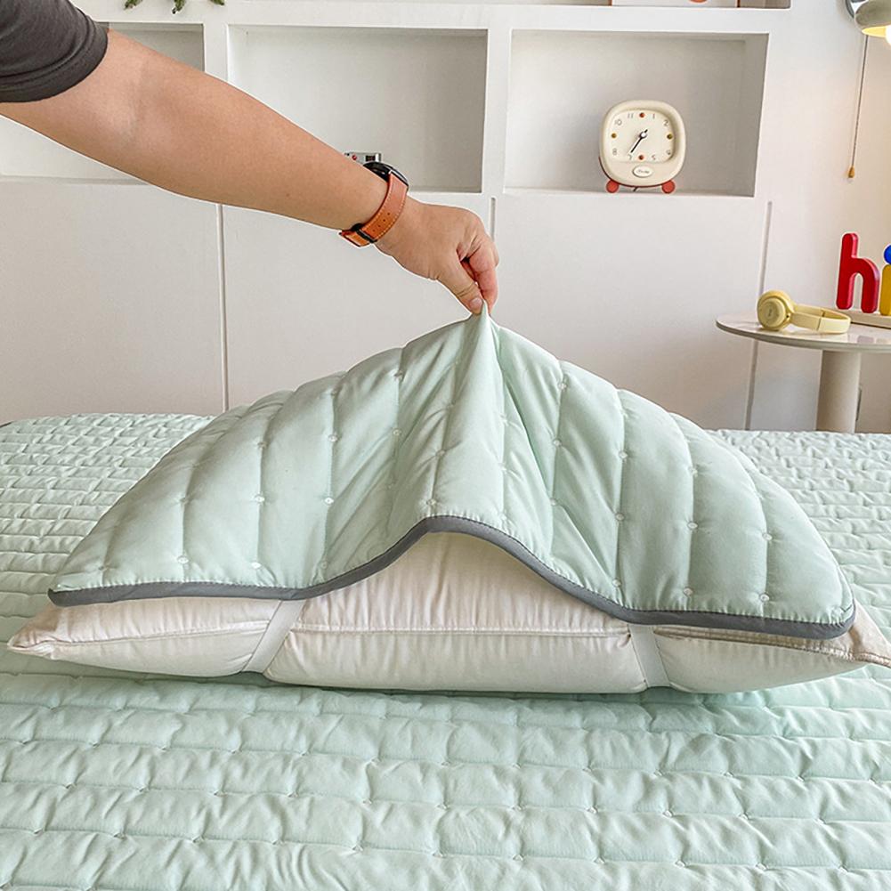 Stable Pillow Cover with Elastic Bands Travel Pillow Cover Anti-slip Quilted Waffle Pillowcase Protect from Dust Sweat And Stain