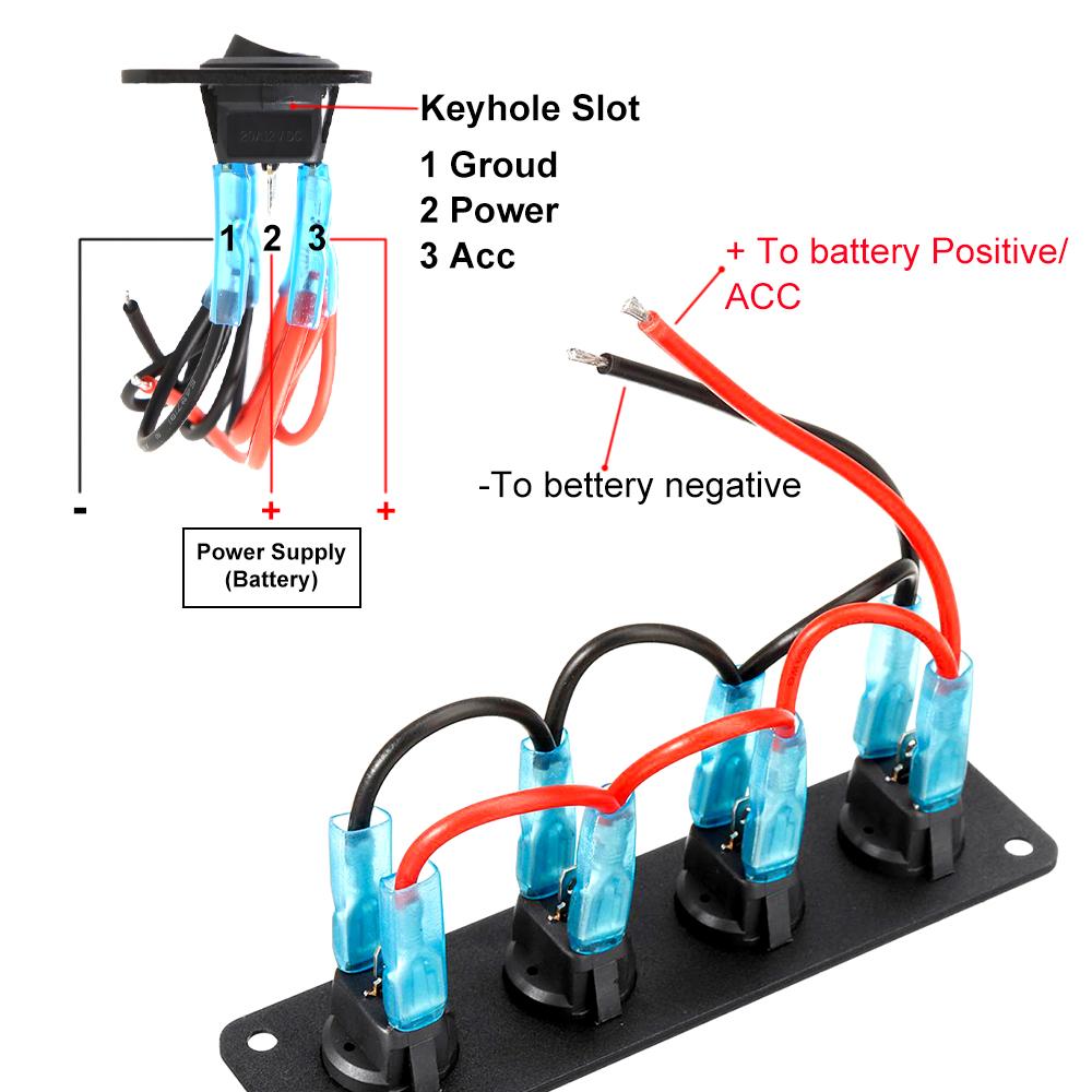 12v 1-4 Gang Universal Toggle Switch Panel USB Car Boat Marine RV Truck Blue LED Styling  Marine Rocker Switch Accessories