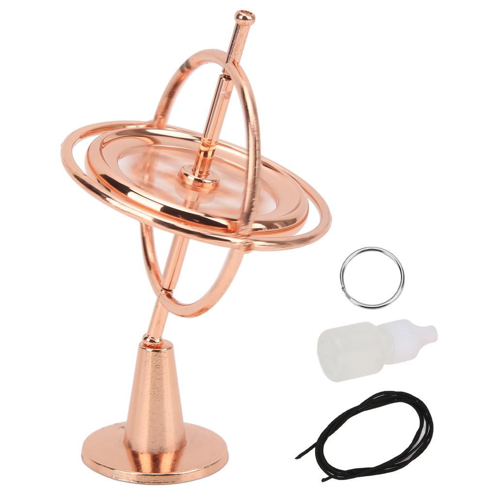 Metal Gyroscope Bracket Gyroscope Decompression Toy Mini Balance Spinning Top Artifact Rose Gold