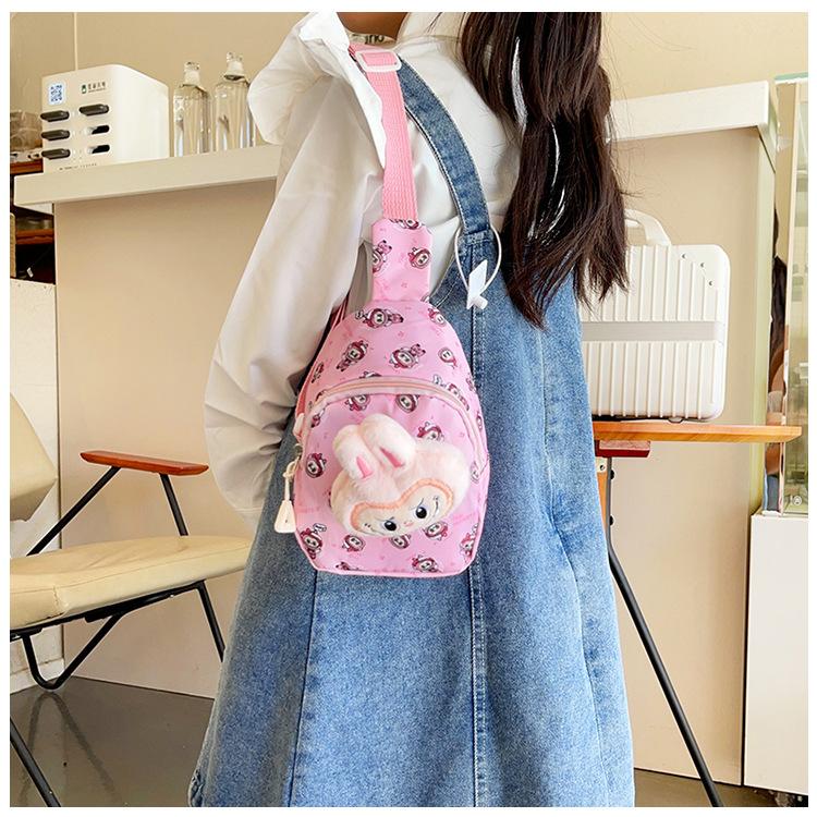 Summer new children's cartoon Labubu chest bag waist bag versatile crossbody bag travel lightweight storage bag