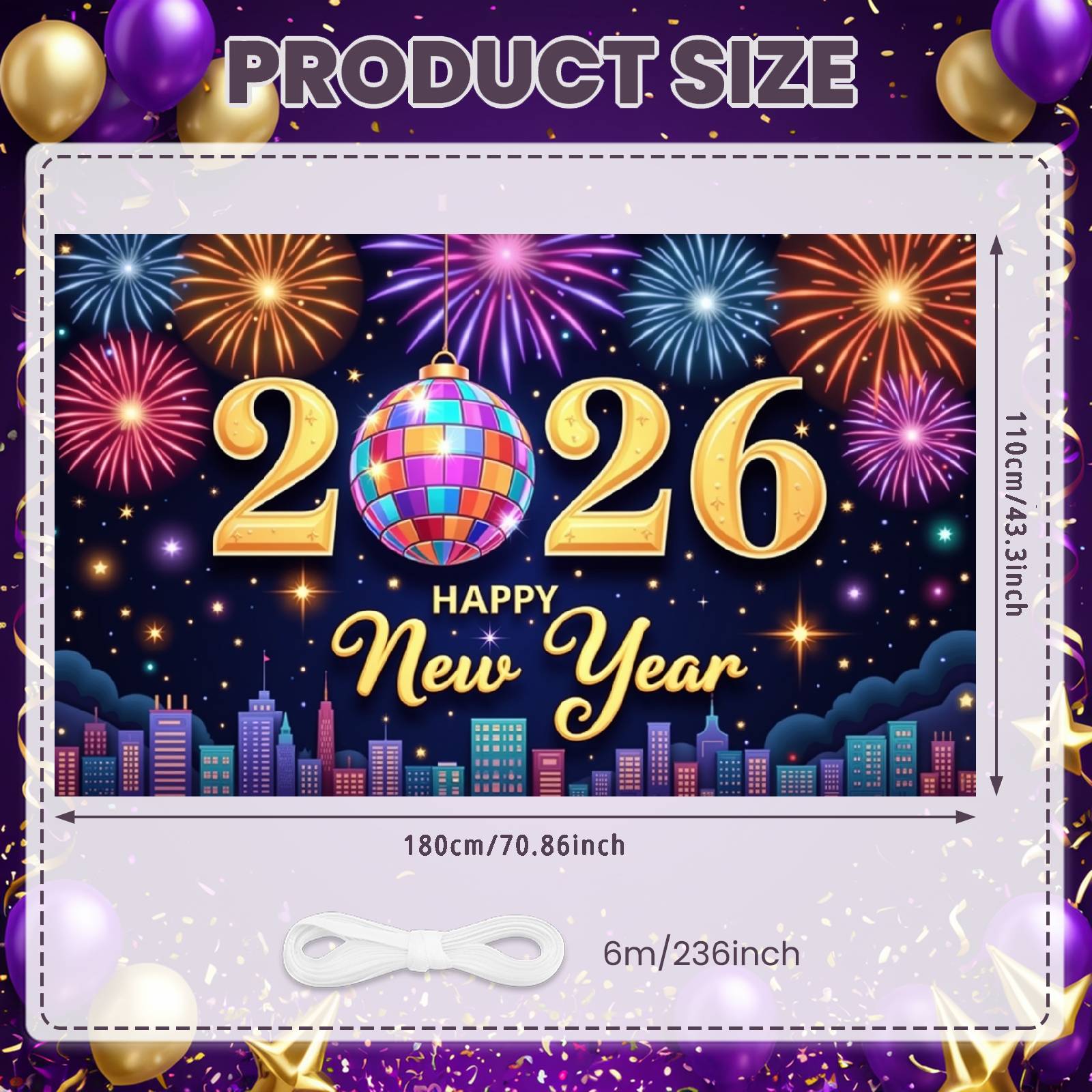Happy New Year Backdrop Sparkling Effect Celebration Display Disco Ball Background Glittering Design Holiday Background