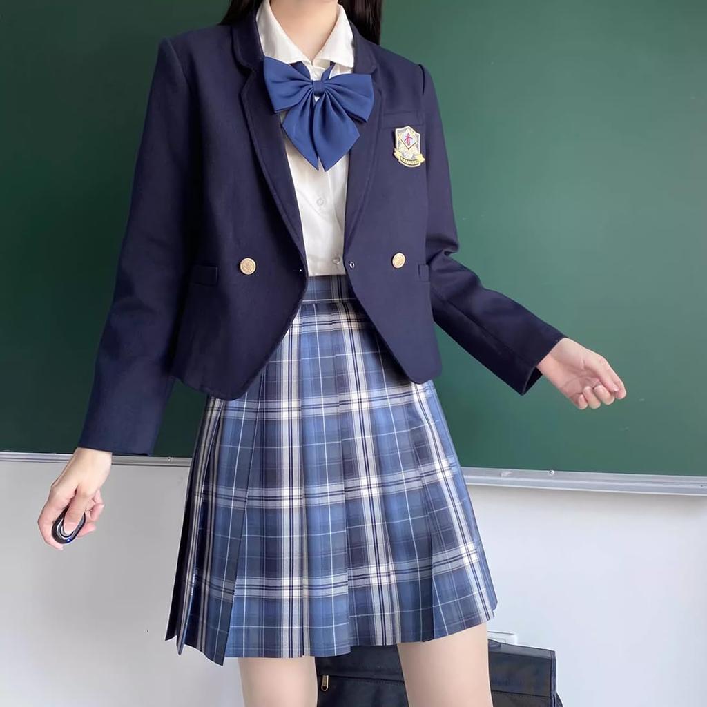 High School Girl School Sailor JK High School High School 5 Piece Ribbon Check School Matching Graduation Halloween Cosplay [cnstone] Uniform,