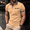 Herren Casual Colorblock Karomusterbesatz Kurzarm Poloshirt mit Brusttasche