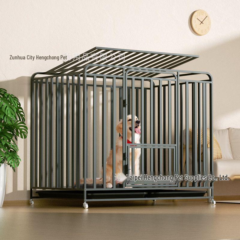 Indoor Dog Cage with Toilet for Large and Small Breeds - Suitable for Labrador and Golden Retriever, Includes Dog Bed