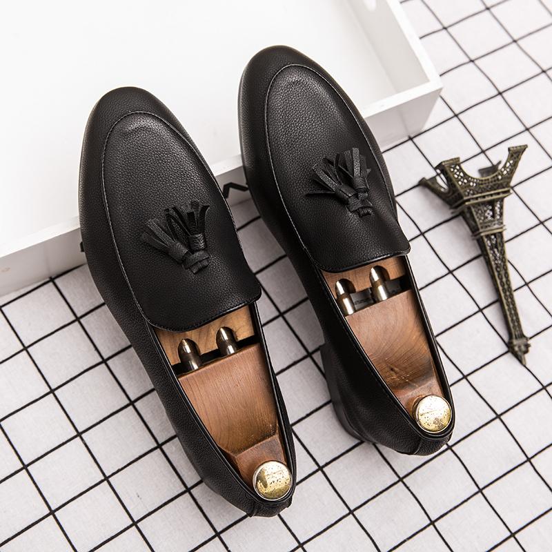 New Men Genuine Leather Pointed Toe Dress Shoe Business Shoes Men's Leather Super Soft Surface Soft Sole Foot Lazy Leather Shoes