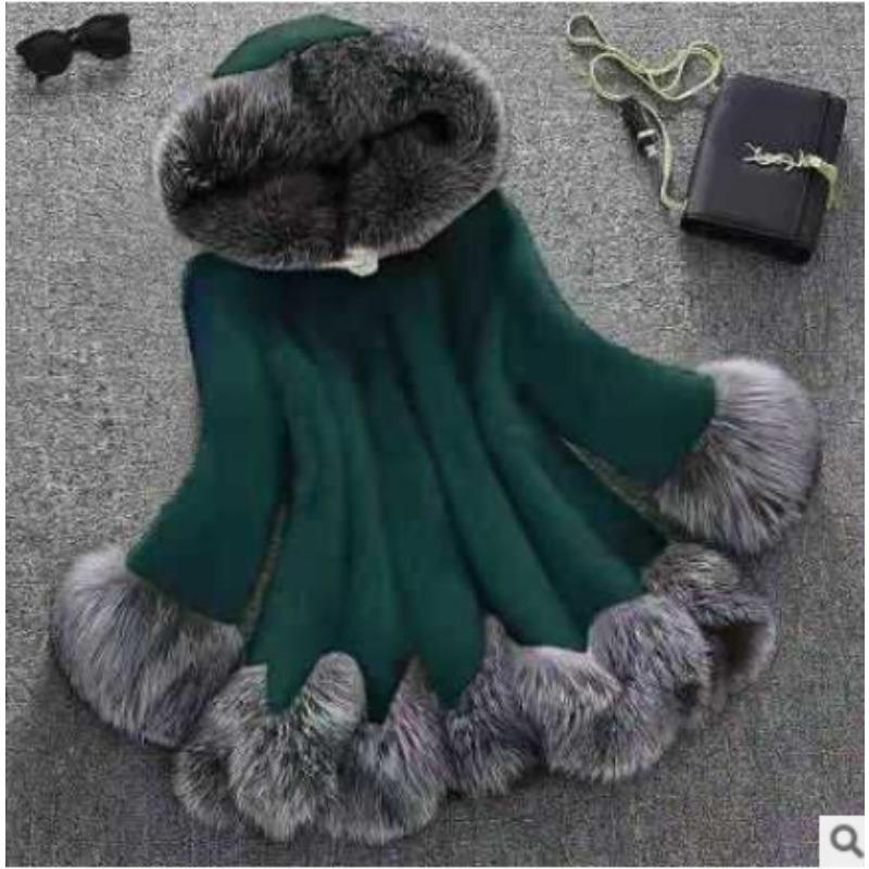 Winter new imitation mink imitation fur coat medium and long imitation mink coat women's imitation fox hair hooded