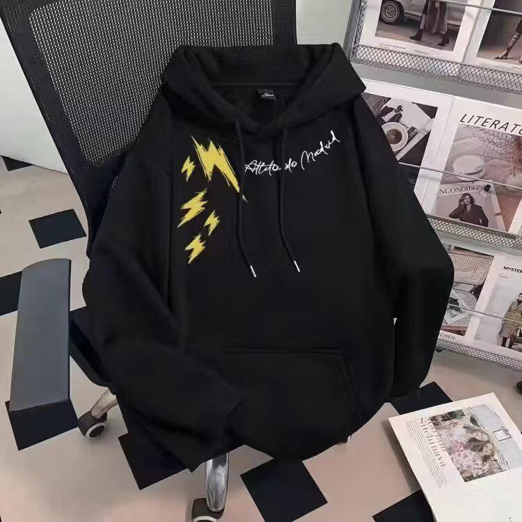 Men s American Style Plush Hoodie: Autumn/Winter High Street Trendy Loose Fit Sweatshirt XXL