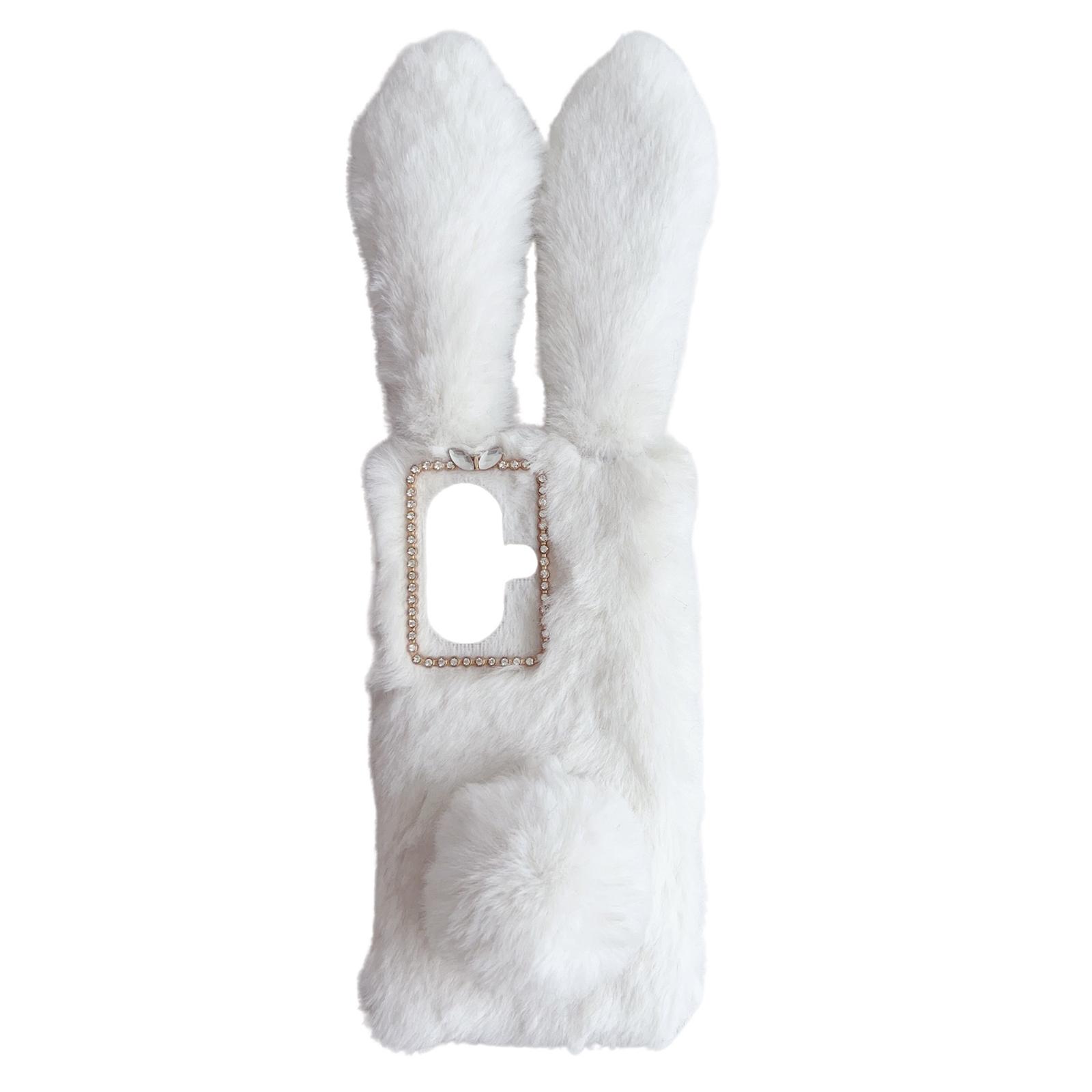 

For OnePlus Nord CE3 5G Case Flexible TPU Bunny Ears Furry Hairball Phone Cover White