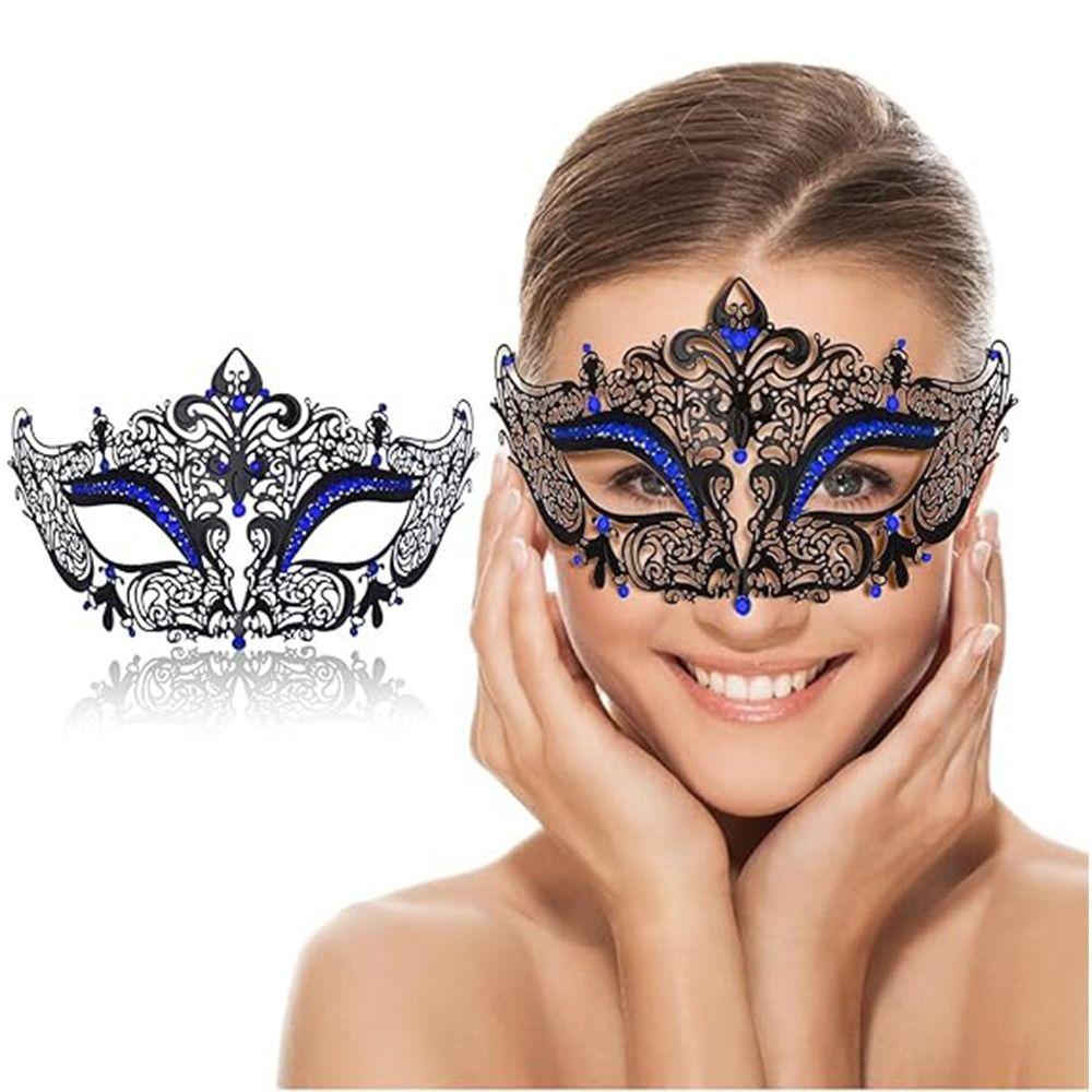 Creative Retro Half Face Mask Rhinestone Metal Eye Mask Halloween Party Mask  Masquerade Jewelry