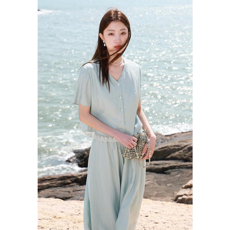 

Комплект кардигана с V-образным вырезом и кружевной юбки большого размера Sancai