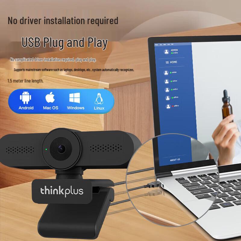 Lenovo Thinkplus 1080P HD Webcam with Microphone (CN Version)