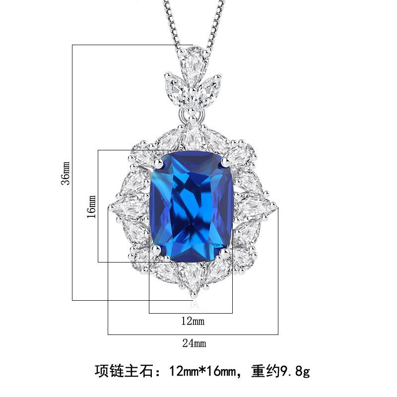 European and American retro simulation Royal Sapphire pendant ring hand-set diamond women's main stone 12 * 16