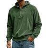 Men's  Leisure  Corduroy  Shoulder  Insertion  Half   Zipper  Hooded  Hood  Hoodie