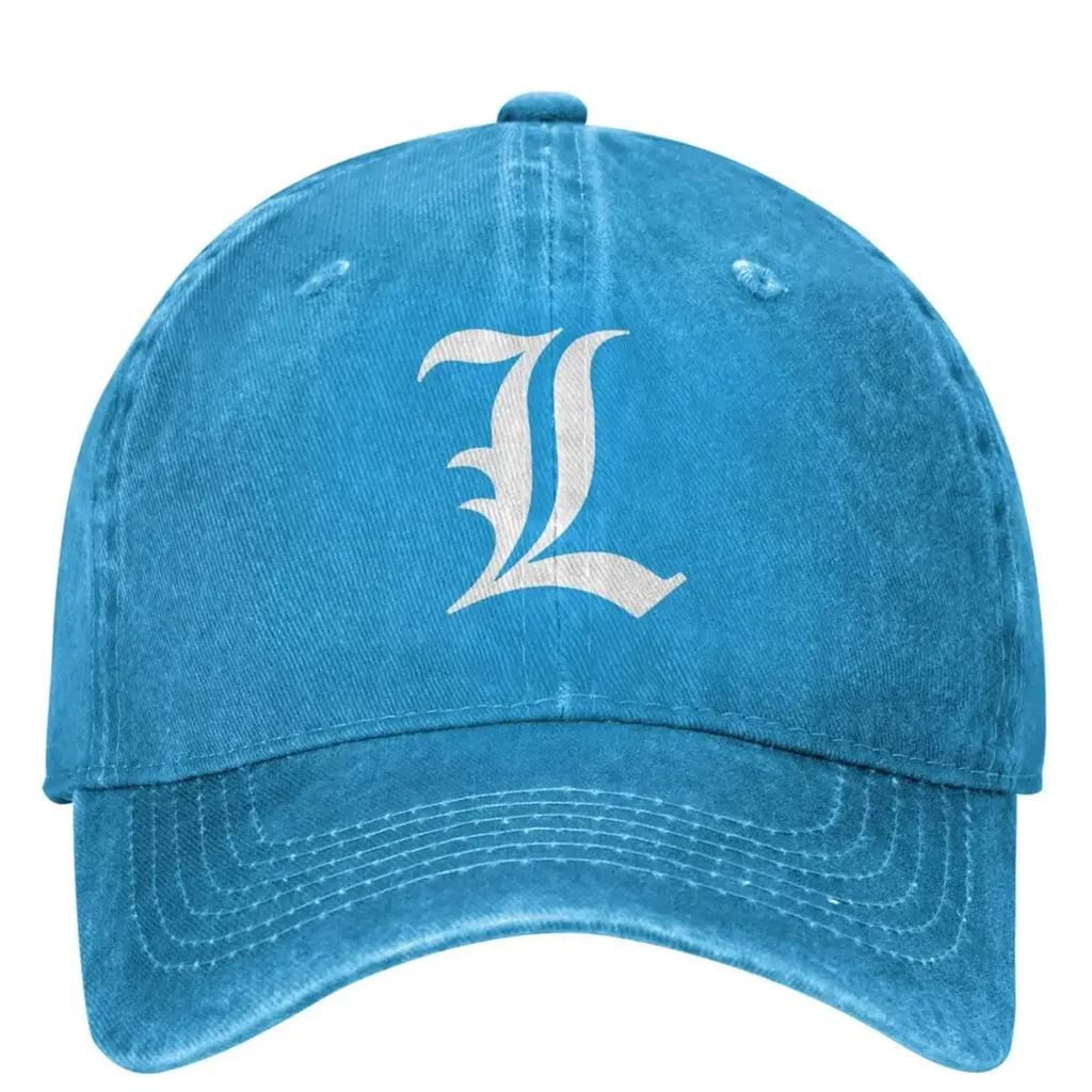 Old English Initial White Letter L Death-Notes Baseball Cap Unisex Teens Sunscreen Trucker Hat Summer Sport Baseball Caps
