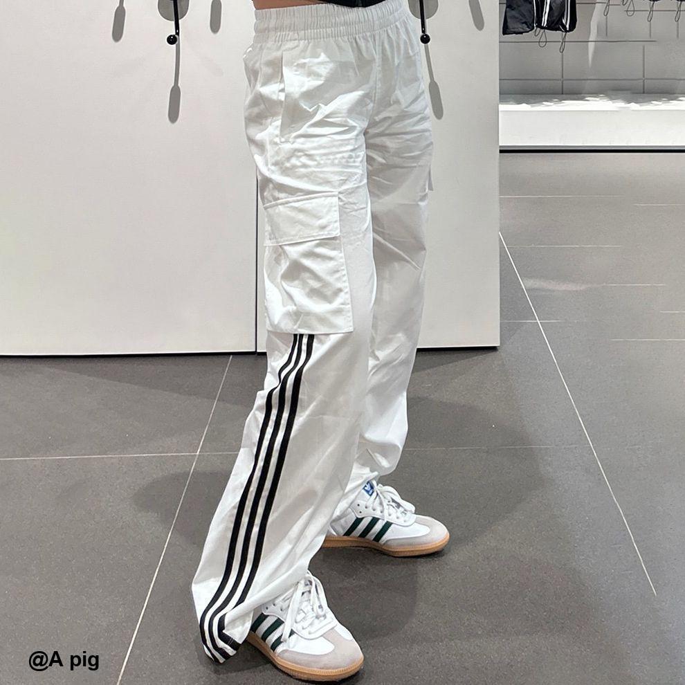 adidas Originals Cargo Trousers With Three Stripes Women Bottoms White JH3176