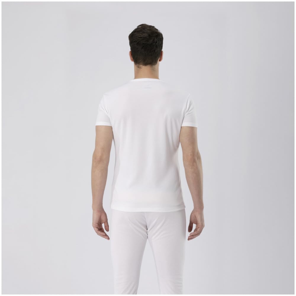 Mizuno Breath Thermo for Daily Short Sleeve Size S Underwear, Heat-Generating Innerwear, Thin, Use, Men's V-Neck Shirt, Off-White,