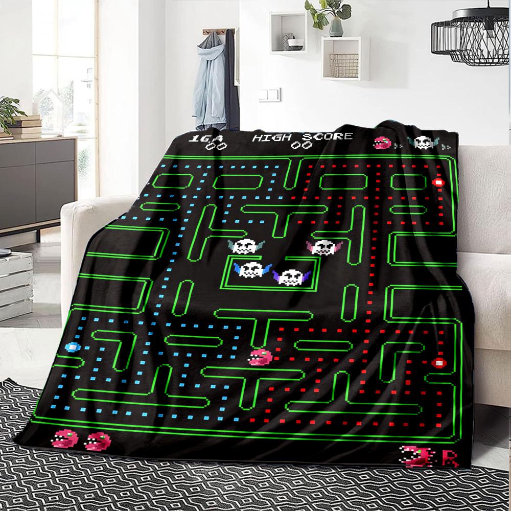 1pc Pacman Classic Maze flannel Blanket for Super Soft Cute Comfort Blanket for Travel Bedding Couch Sofa Blanket Y73057