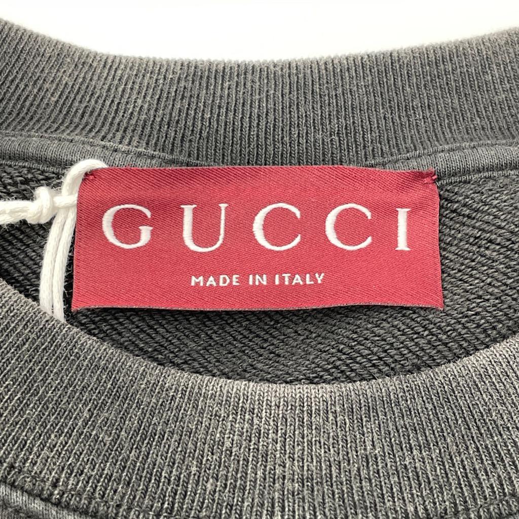 Gucci [/Domestic Genuine] 784413 Cotton Jersey Logo Patch Crew Neck Sweatshirt/ Tops S grayUsed