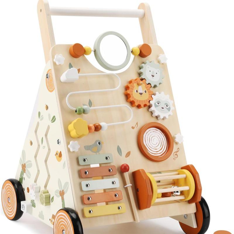 3-in-1 Wooden Baby Walker Stroller and Push Toy for First Steps - Ideal First Birthday Gift