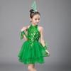 Vestito da Ballo Balletto Bambina Verde Paillettes con Copricapo Polsini Vestito Gonfio Bambine Ragazze