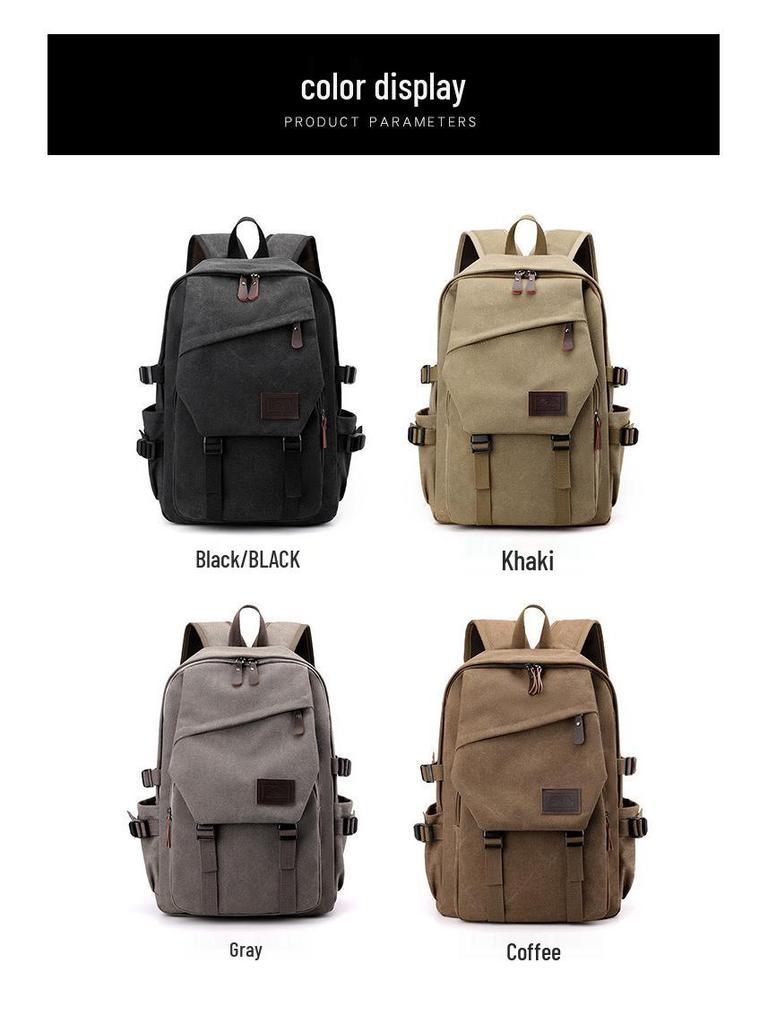 Large Vintage Canvas Backpack for Students - Unisex, Junior to High School