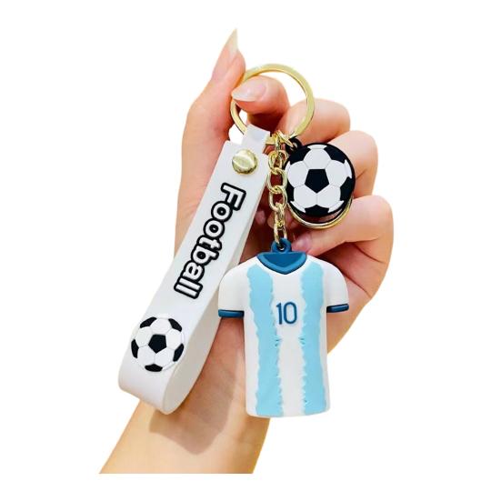 Keychain Pendant Golden Metal Chain Keychain with Buckle Soft PVC Rubber 3D Jersey Shape