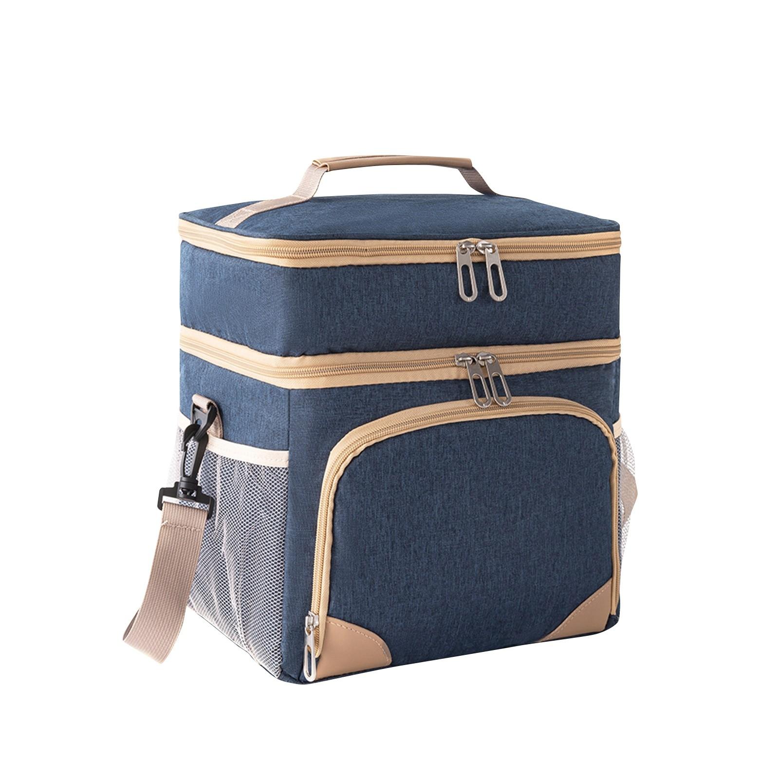 

Изолированный большой ланч-бокс, двойной сверхпрочный ланч-сумка, герметичная сумка-холодильник, подходит для мужчин и женщин, взрослых, полет на пляж, однодневная поездка One Size тёмно-синий