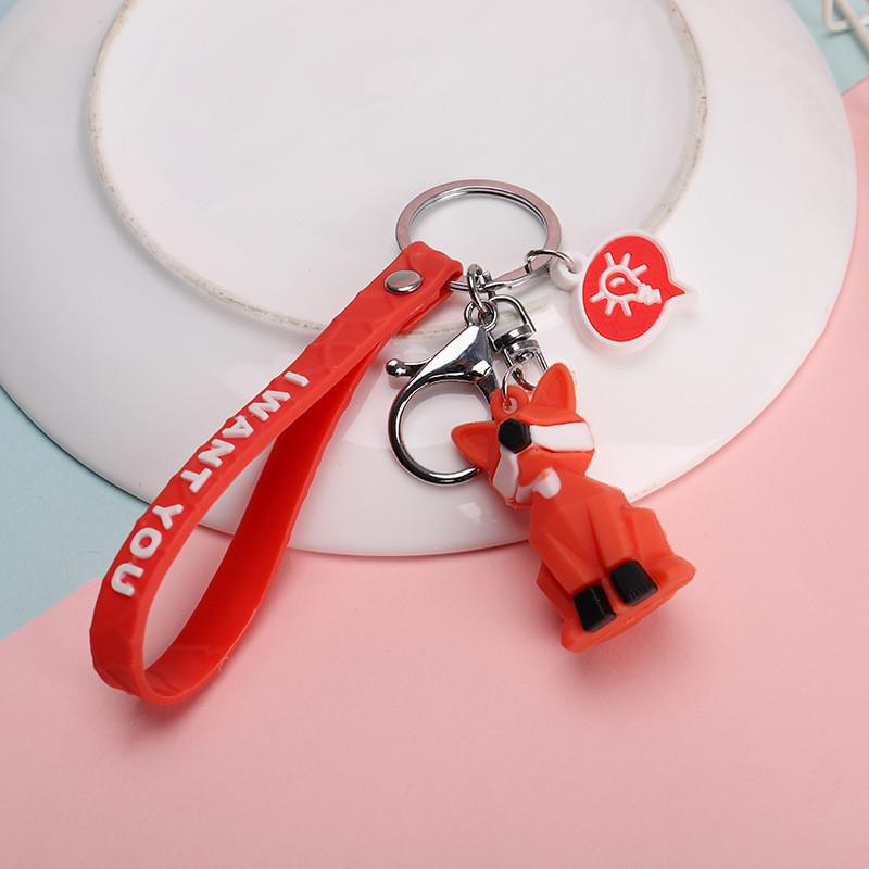 Adorable Geometric Cartoon Silicone Keychains Cute Animal Bag Accessories