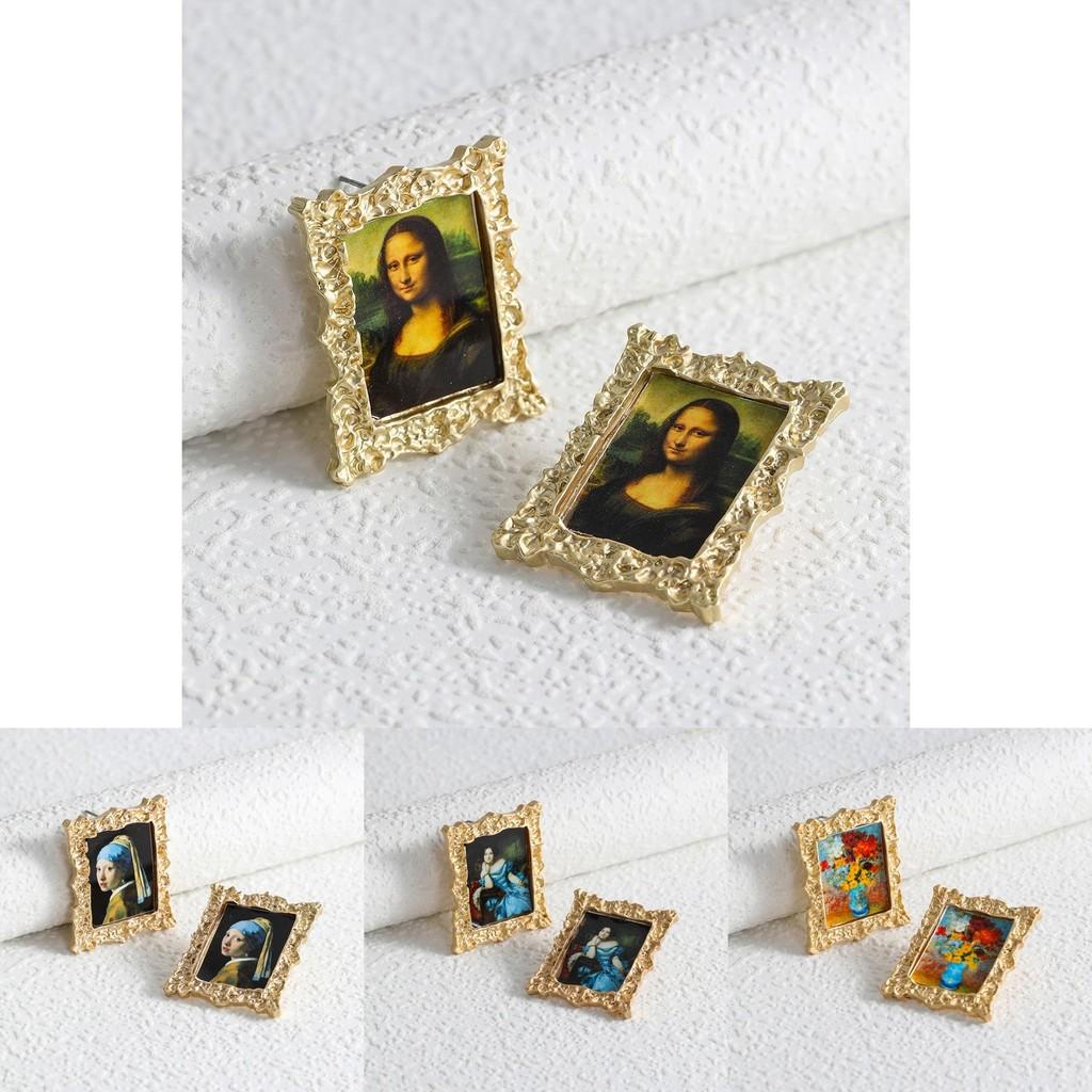 Unique Creative Geometric Mona Lisa Earrings Ideal For Gifting