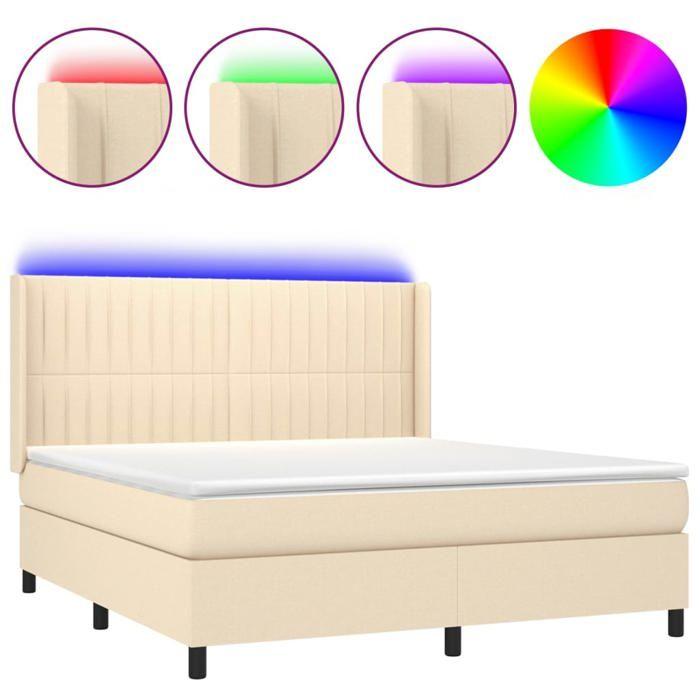 VidaXL Sommier à Lattes de Lit avec Matelas et LED, Lit Rembourré, Lit Double, Lit Adulte de Chambre à Coucher Intérieur, 3138490