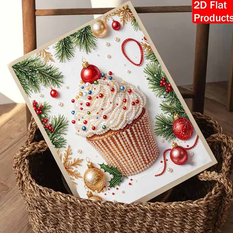 Christmas Cupcake Pearl Painting Kit Handmade DIY Home Decoration Painting