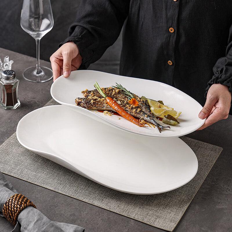 Elegant Irregular Ceramic Fish Serving Plate
