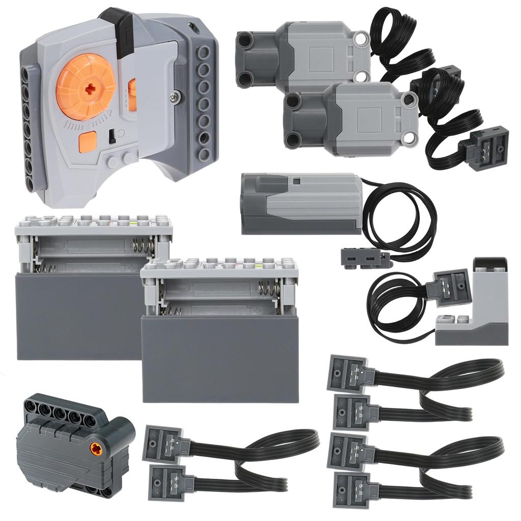 AIMATRIX 11-teiliges Power Functions Motor-Set, Kompatibel mit Technic-Motor-Bausätzen, einschließlich ML-Motor, AA-Batteriebox, Fernbedienung, Pullback-Motor für MOC-Bauten