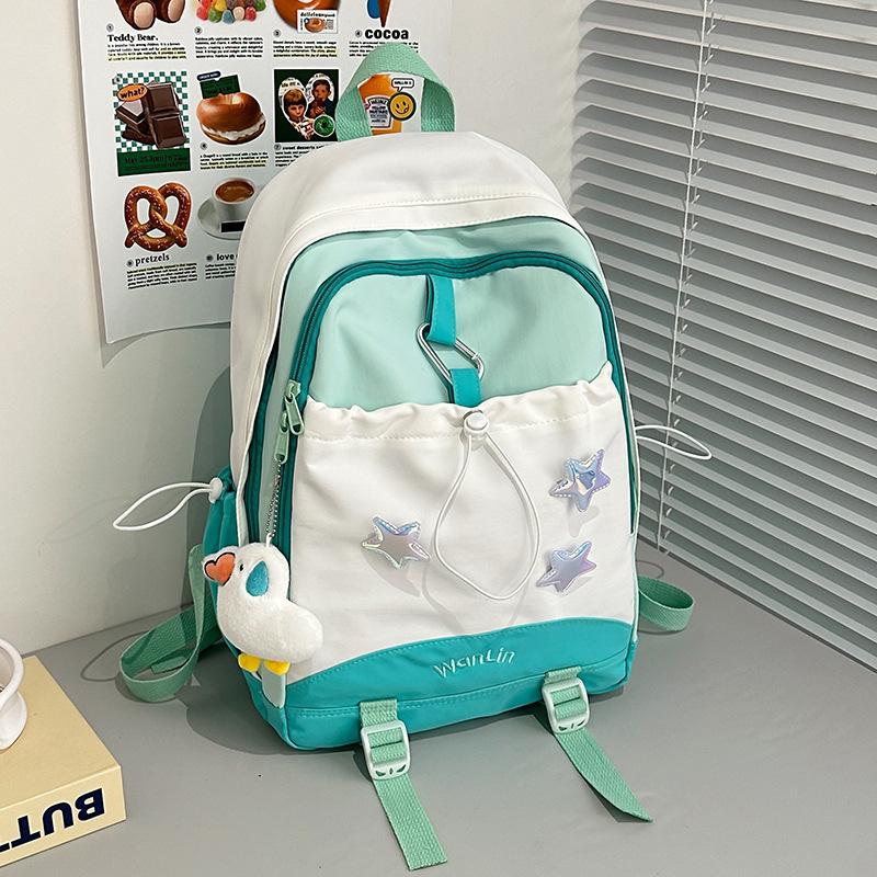 Macaron Cute Versatile Junior High School Schoolbag Female Contrasting Color Backpack High Value High School Backpack