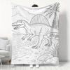 1pc Spinosaurus Line Art Coloring Style Dinosaur Pattern Flannel Blanket, Room Decor Nap Blanket, Portable Small Blanket for Napping, Living Room Sofa