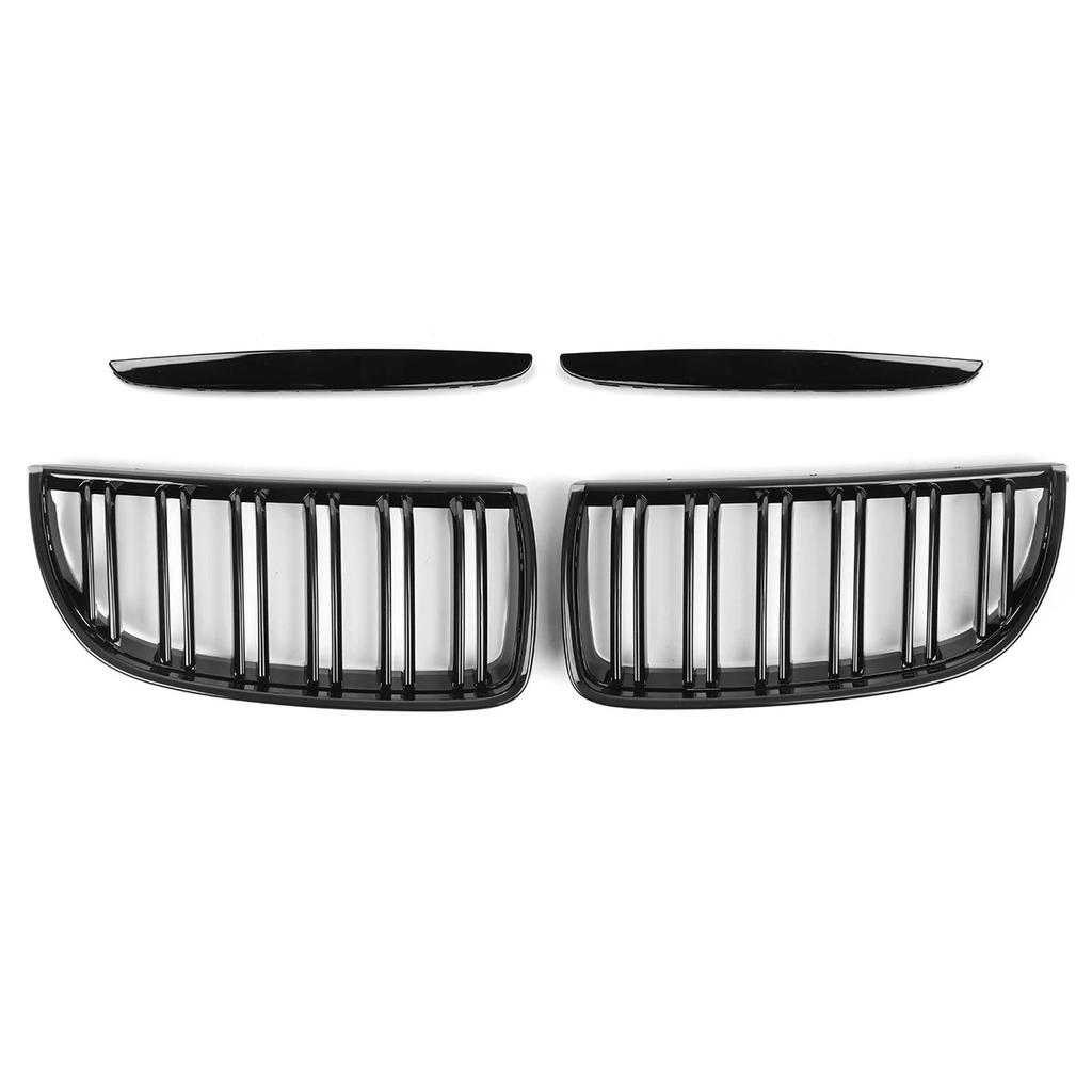 Car Grille Grill Front Kidney Gloss Black Double Slat Hood Grille For BMW E90 E91 Pre-Facelift 2005 2006 2007 2008 Racing Grills