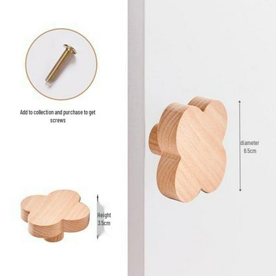 Nordic Star Moon Cloud Children's Wardrobe Handle - Solid Wood