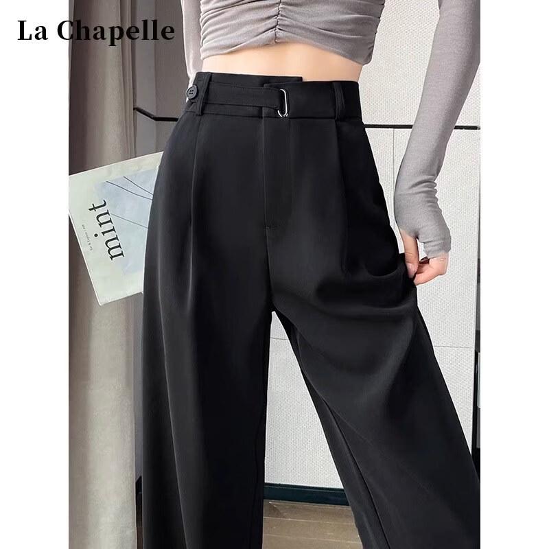 

La Chapelle Women s High-Waist Drape Straight-Leg Trousers XL