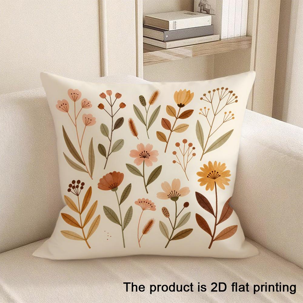 1pc Floral and Leaf Patterned 2D Flat Printing Pillowcases Sofa cushion cover home bedroom room decoration