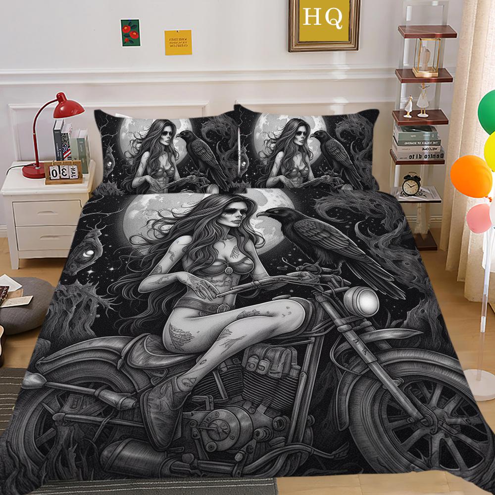 Beauty Skull Printed Bedding Cover Twin Size Microfiber Home Textiles Teen Cool Fashion Home Bedclothes