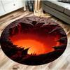 Vortex Lava Hole Round Area Rug Soft Non-Slip Floor Mat Fiery Red Orange Magma Whirlpool Illusion Pattern Carpet for Bedroom