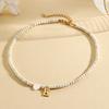 Bohemian Choker neck Initial necklaces heart-shaped shell letter pendant beads Women's stainless steel necklace woman trend2025
