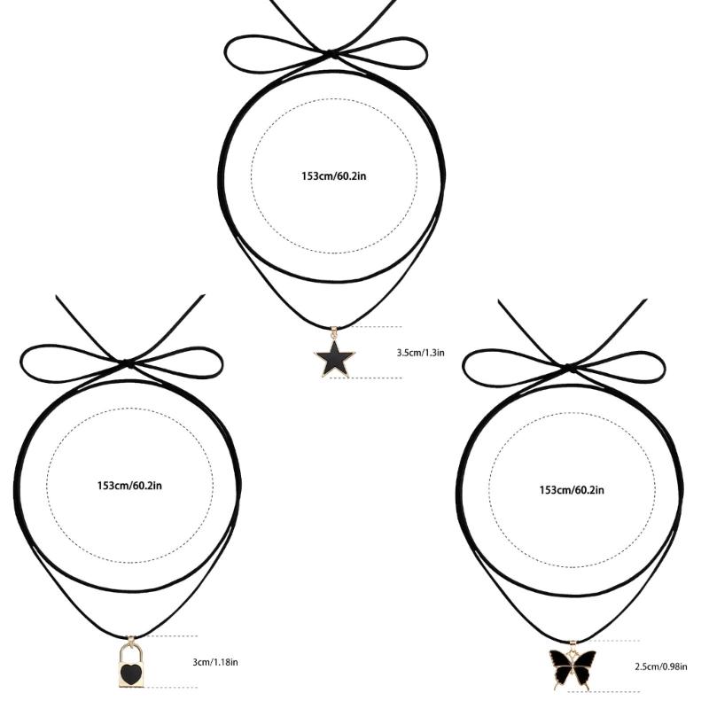 Fashionable Alloy Necklace Pentastar Shape Clavicle Chain Versatile Love Lock/Butterfly Pendant Choker Jewelry for Women