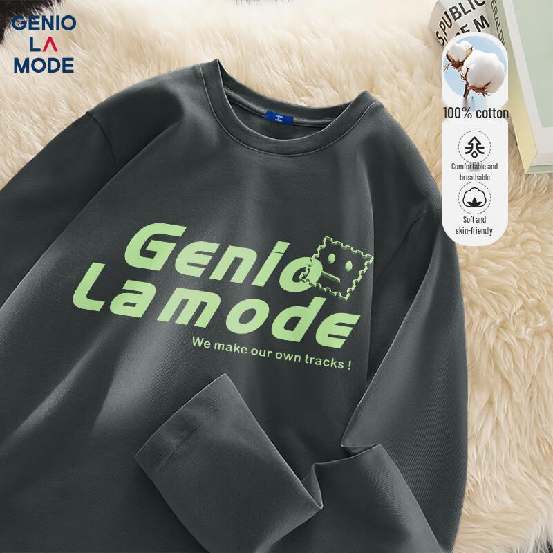 GENIOLAMODE Men s Pure Cotton Long-Sleeve Printed T-Shirt L